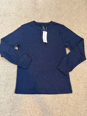 NWT Janie & Jack Navy Speckled Henley, 8